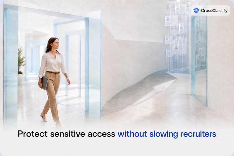 A trusted recruiter moves through open access boundaries while a separate route toward bulk candidate records quietly narrows.