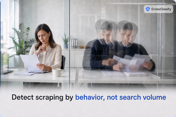 A genuine recruiter and an apparently similar professional session are distinguished by the second session’s mechanically repeated movements.