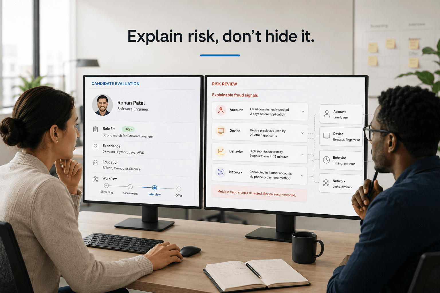 Explainable Fraud Signals for AI Assisted Hiring Workflows