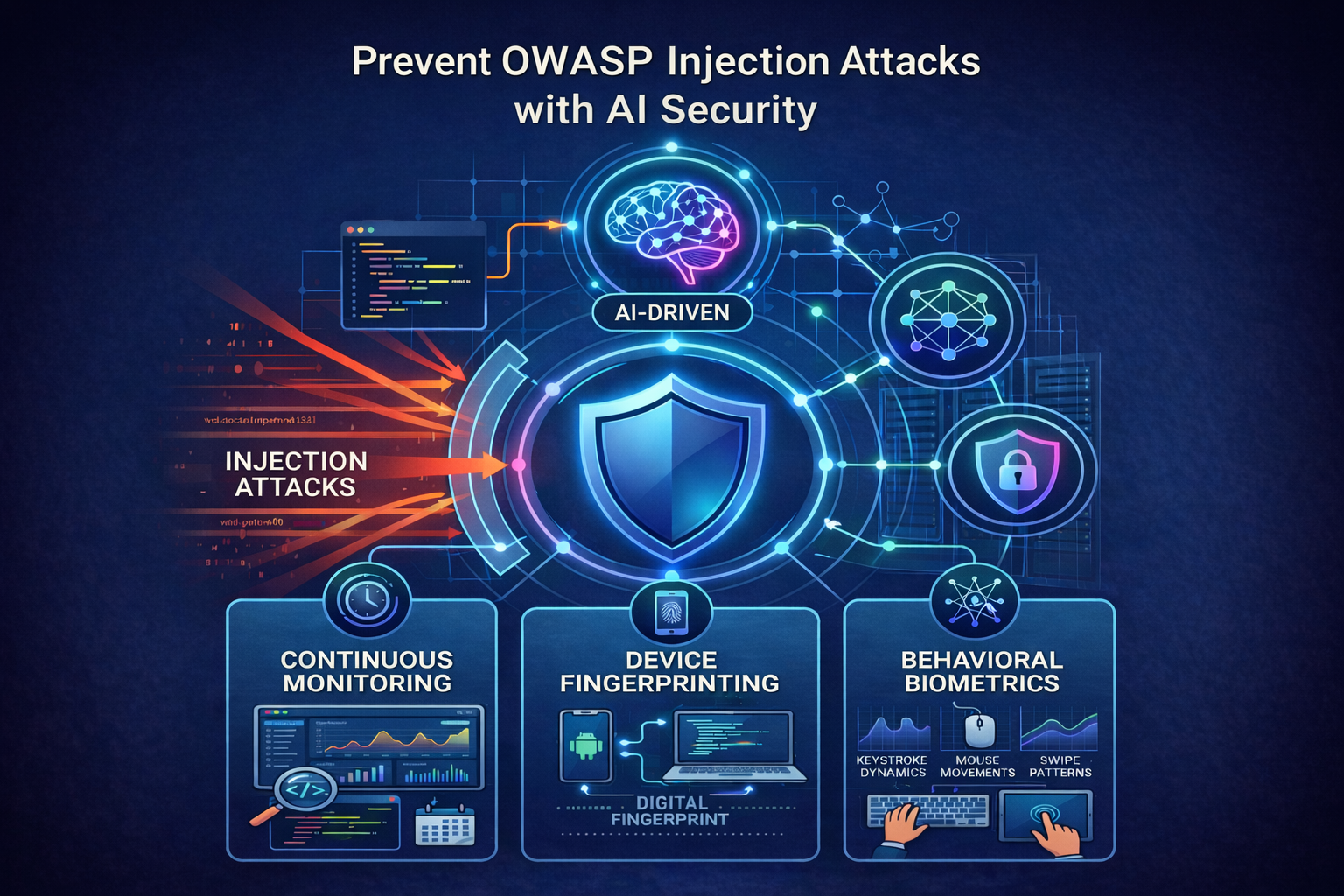 How to Prevent OWASP Injection Attacks with AI Driven Continuous Monitoring, Device Fingerprinting, and Behavioral Biometrics