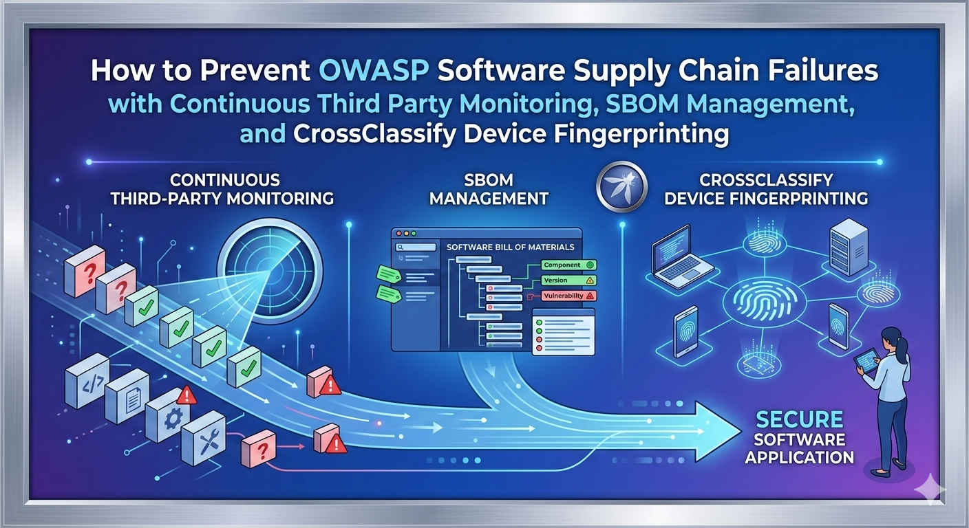 How to Prevent OWASP Software Supply Chain Failures with Continuous Third Party Monitoring, SBOM Management, and CrossClassify Device Fingerprinting
